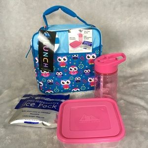 Lunch Box Set Container Bottle & Ice Pack Owl